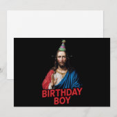 Lollige kerst Jezus verjaardagsfeestje jongen Feestdagenkaart (Voorkant / Achterkant)