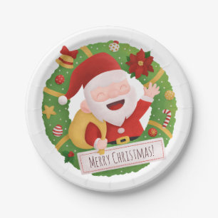 Lollige Kerstman Kerstkrans Feest Artikelen Papieren Bordje