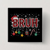 Lollige Kerstmis Rood Geruit Kerstmis Pyjama Vierkante Button 5,1 Cm (Voorkant)