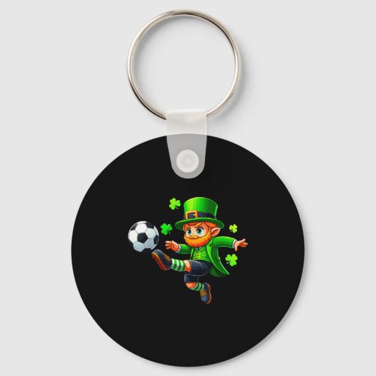 Lollige Leprechaun Ierse Voetbal St. Patrick's Man Sleutelhanger (Voorkant)