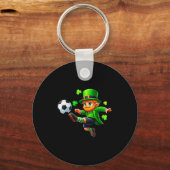 Lollige Leprechaun Ierse Voetbal St. Patrick's Man Sleutelhanger (Voorkant)