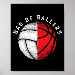 Lollige vader ballers volleybal basketbal cadeau z poster