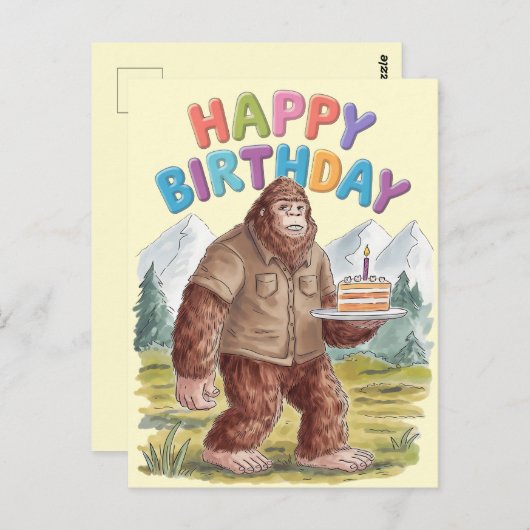 Lollige Verjaardag BigFoot Sasquatch Briefkaart (Voorkant / Achterkant)