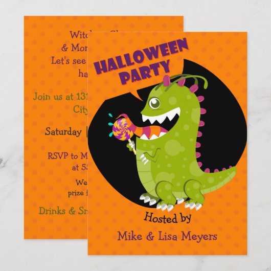 LolliMonster Halloween-feest Kaart (Voorkant / Achterkant)