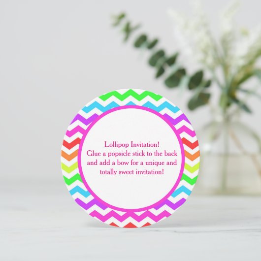 Lollipop Birthday Invitation 5.25 x 5.25 Circle Kaart (Staand voorkant)