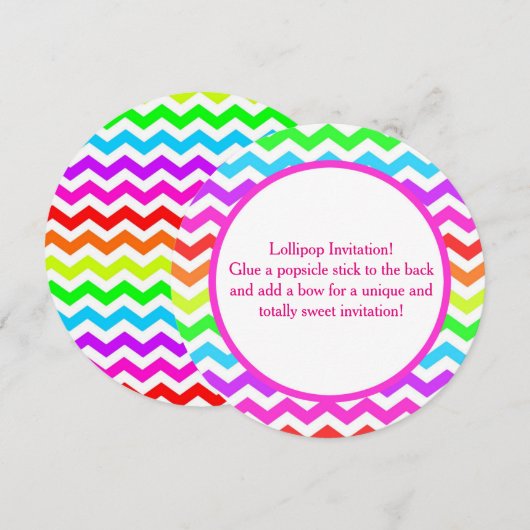 Lollipop Birthday Invitation 5.25 x 5.25 Circle Kaart (Voorkant / Achterkant)