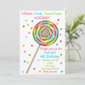 Lollipop Birthday - uitnodigingen op de favoriete  (Staand voorkant)