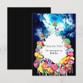 Lollipop Boho Candyland Verjaardag Bedankkaart (Voorkant / Achterkant)