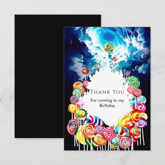 Lollipop Boho Candyland Verjaardag Bedankkaart (Voorkant / Achterkant)