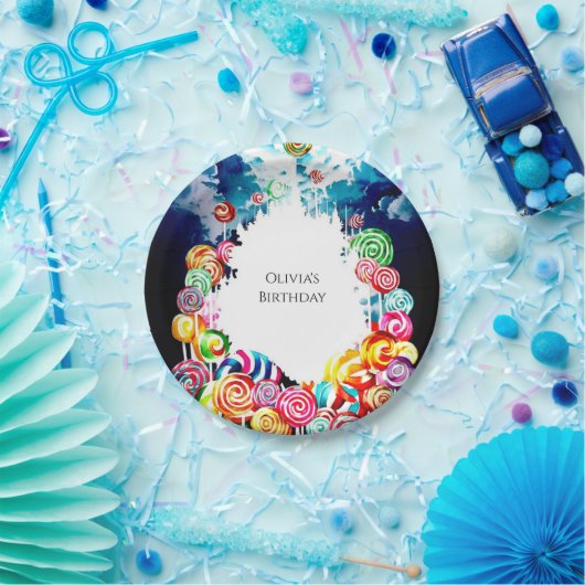 Lollipop Boho Candyland Verjaardag Papieren Bordje (Feest)