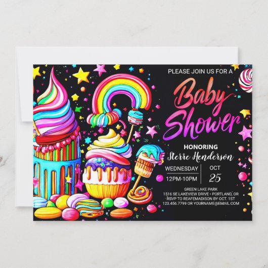 Lollipop Candyland Baby shower Kaart (Voorkant)