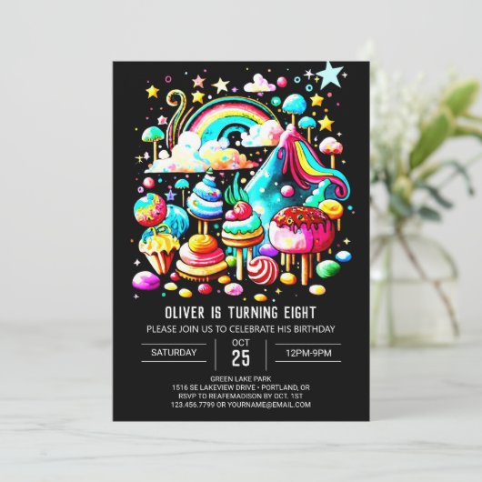 Lollipop Candyland Verjaardag Kaart (Staand voorkant)