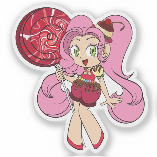 Lollipop Chibi Girl Sticker (Voorkant)