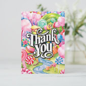 Lollipop Delicious Candyland bedankkaart (Staand voorkant)
