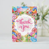 Lollipop Delicious Candyland bedankkaart (Staand voorkant)