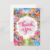 Lollipop Delicious Candyland bedankkaart (Voorkant / Achterkant)