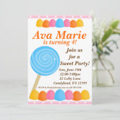 Lollipop Dream Birthday Party Invitation Kaart (Staand voorkant)