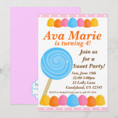 Lollipop Dream Birthday Party Invitation Kaart (Voorkant / Achterkant)