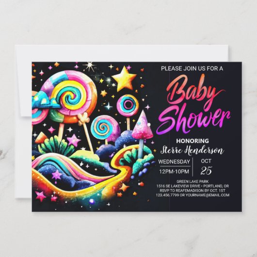 Lollipop Fantasy Baby shower Kaart (Voorkant)