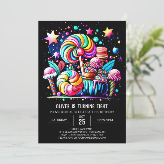 Lollipop Fantasy Verjaardag Kaart (Staand voorkant)