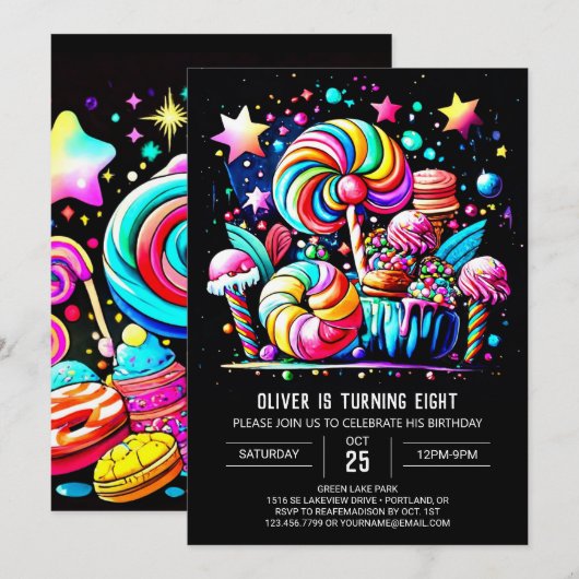 Lollipop Fantasy Verjaardag Kaart (Voorkant / Achterkant)