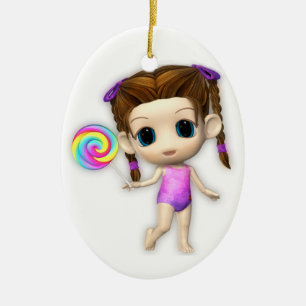 Lollipop Girl Cutie Keramisch Ornament