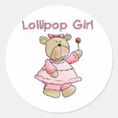 Lollipop Girl Ronde Sticker (Voorkant)