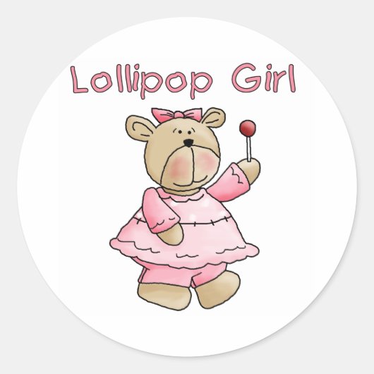 Lollipop Girl Ronde Sticker (Voorkant)