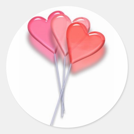 Lollipop Hearts Ronde Sticker (Voorkant)