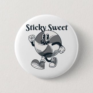 Lollipop karakter ontwerp met slogan kleverig zoet ronde button 5,7 cm