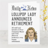 Lollipop Lady Retirement Kaart aan personaliseren (Gele Bloem)