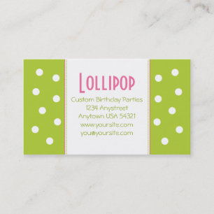 Lollipop Lime Green Polka Dot Chic Visitekaartje