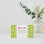 Lollipop Lime Green Polka Dot Chic Visitekaartje (Staand voorkant)