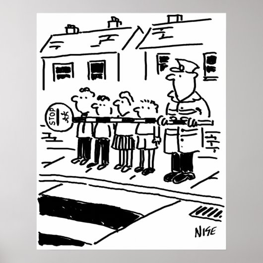 Lollipop Man gebruikt Lollipop om een barrière te Poster (Voorkant)