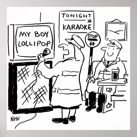 Lollipop Man Geniet Van Karaoke Poster (Voorkant)