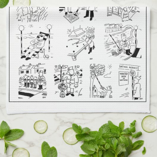 Lollipop Man Selectie van Grappige Cartoons op een Theedoek (Gevouwen)