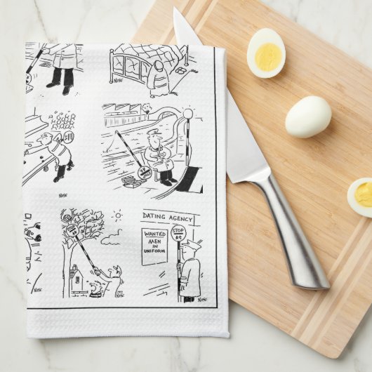 Lollipop Man Selectie van Grappige Cartoons op een Theedoek (Quarter Fold)