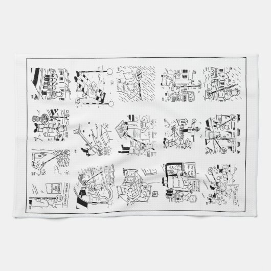 Lollipop Man Selectie van Grappige Cartoons op een Theedoek (Horizontaal)