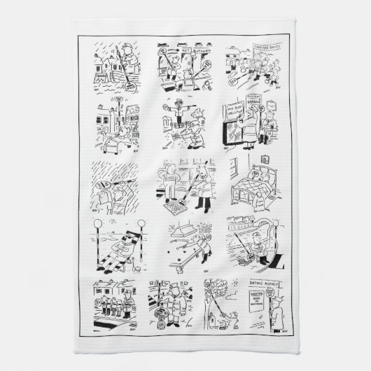 Lollipop Man Selectie van Grappige Cartoons op een Theedoek (Verticaal)