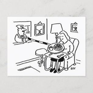 Lollipop Man serveert voedsel uit zijn keukenhatch Briefkaart