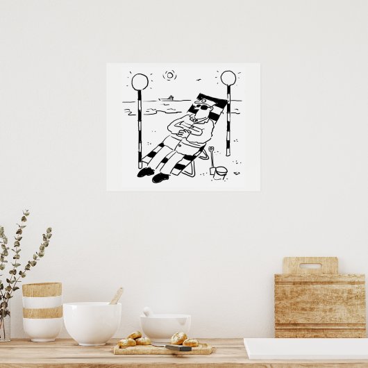 Lollipop Man Sunbathing in a Surreal Illustration Poster (Keuken)