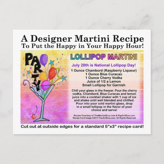 Lollipop Martini Recipe Briefkaart (Voorkant)