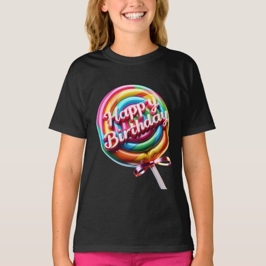 Lollipop met een glanzende boog t-shirt (Voorkant)