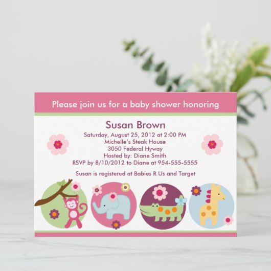 Lollipop Oerwoud Dieren Baby shower Kaart (Staand voorkant)