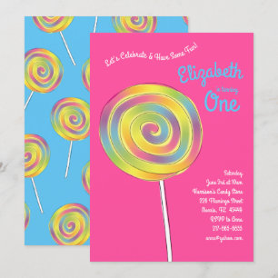 Lollipop Rainbow Snoep Kinder 1e verjaardag Kaart