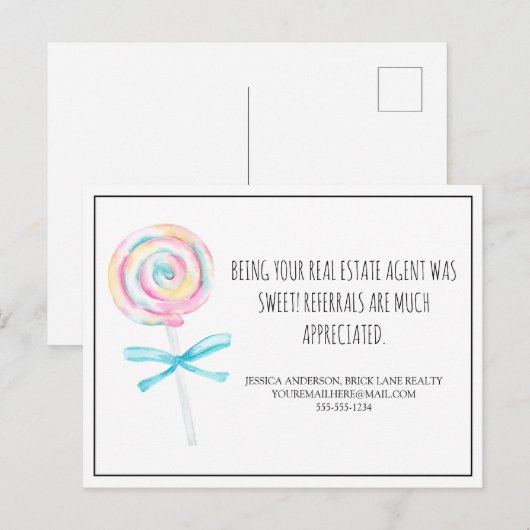 Lollipop Real Estate Reference Marketingst Briefkaart (Voorkant / Achterkant)