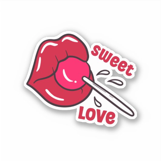 Lollipop Red Lips Sticker (Voorkant)