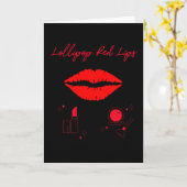 Lollipop rode lippen. Girly lipstick make-up snoep Kaart (Gele Bloem)