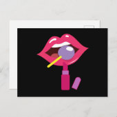 Lollipop rode lippen. Meisjes lippenstift make-up  Briefkaart (Voorkant / Achterkant)