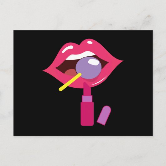 Lollipop rode lippen. Meisjes lippenstift make-up  Briefkaart (Voorkant)